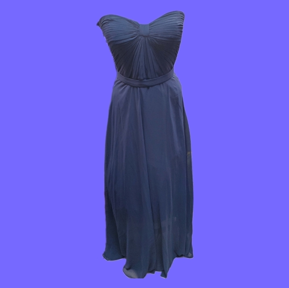Jenny Packham Bridesmaids Midnight Blue Belted Dress - Picture 2 of 10